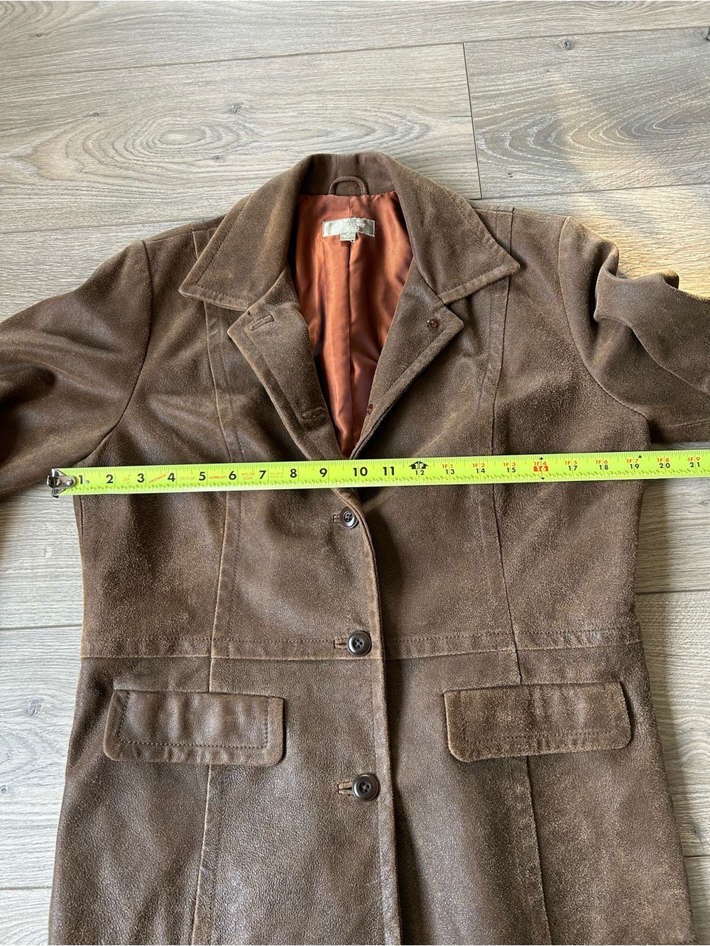 THE TERRITORY AHEAD Leather Blazer Jacket Brown Distressed Size Small - Picture 7 of 10